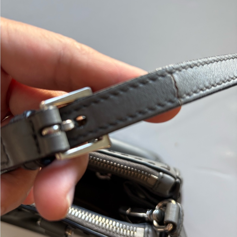 AUTHENTIC PRADA GALLERIA Grey Leather Bag with leather out-stiching detailing - Picture 14 of 16